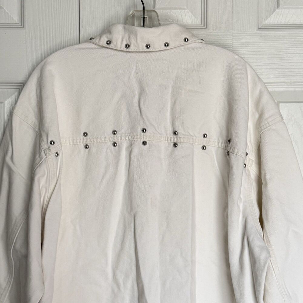 NWT Women's Studded Chore Denim Jacket - Universal Thread White Size L - Picture 10 of 17